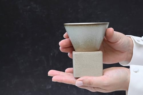 aprikalife Japanese Pottery Coffee Mug with Base 200ml - Ceramic Handmade Triangle Cone Funnel Shaped Retro Tea Cup - Dishwasher & Microwave Safe Coffee Cup for Tea, Cocoa, Espresso & Latte - Image 4