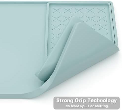 Rnivvi Silicone Coffee Mat, 16" x 24" Waterproof Raised Edge Coffee Bar Mats for Espresso Machine Station Accessories, Heat Resistant Detachable Dish Drying Pad for Kitchen Counter, Shadow Green - Image 5