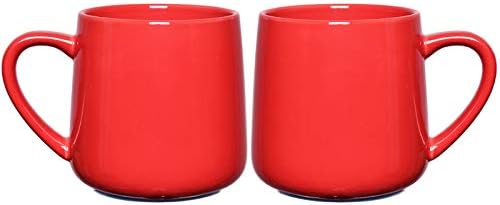 Bosmarlin Glossy Ceramic Coffee Mugs Set of 2, Tea Cup for Office and Home, 18 oz, Suitable for Dishwasher and Microwave(Red, 2) by Bosmarlin