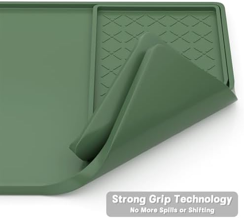 Rnivvi Silicone Coffee Mat, 16" x 24" Waterproof Raised Edge Coffee Bar Mats for Espresso Machine Station Accessories, Heat Resistant Detachable Dish Drying Pad for Kitchen Counter, Dish Rack, Green - Image 5