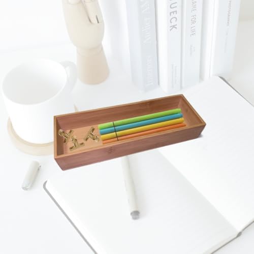 Bamboo drawer organizer Kitchen Utensil Organizer Cutlery Box for Dresser Makeup Tool Office Desk Supplies Storage and Accessories 8"x 4"x 2" - Image 5