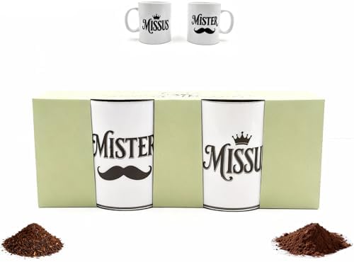 Couple Mug Set of 2,Porcelain Mr and Mrs Mug Set,11OZ Mister and Missus Cup Set of 2 as Engagement,Wedding,Newlywed Gifts Suiable for Bride&Groom,Bridal Shower, His&Hers, Valentines Day - Image 2