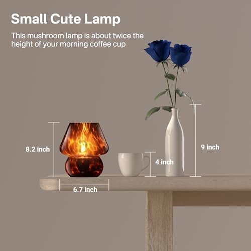 Dawnwake Mushroom Lamp Small Lamp Table Lamp for Bedroom, Desk Bedside Lamps for Living Room,Mushroom Decor Cute Mini Modern Mid Century Lamps for Night Stands,Aesthetic Home Decor (Flame Black) - Image 5