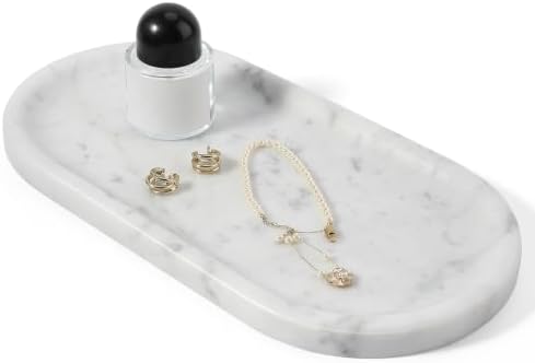 Koville Bianco Carrara Marble Tray, 12"x6" Decorative Tray for Countertop, Catchall for Perfume, Candles, Jewelry Dish by Koville