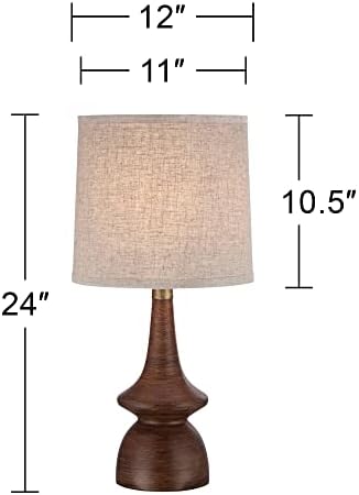 Rexford 24" High Table Lamps Set of 2 Walnut Finish Modern Brown - Image 4
