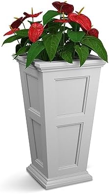 Mayne Fairfield 28in Self-Watering Tall Square Planter, White by Mayne
