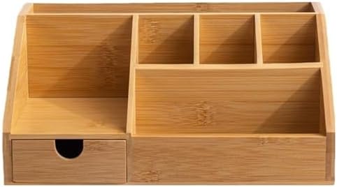9.6x5.9x4.3in Bamboo Desk Organizer with Drawer and Tray by Unknown