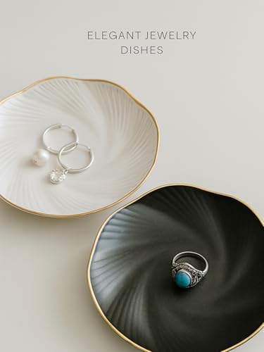 Black Ceramic Jewelry Tray with Gold Edge, 5 Inch - Image 5
