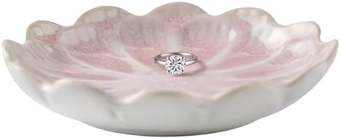Lotus Ceramic Jewelry Tray, Small Trinket Jewelry Ring Holder Organizing Dish, for Parents Daughter Friends Sister, Birthday Gifts for Women, Pink - Image 3