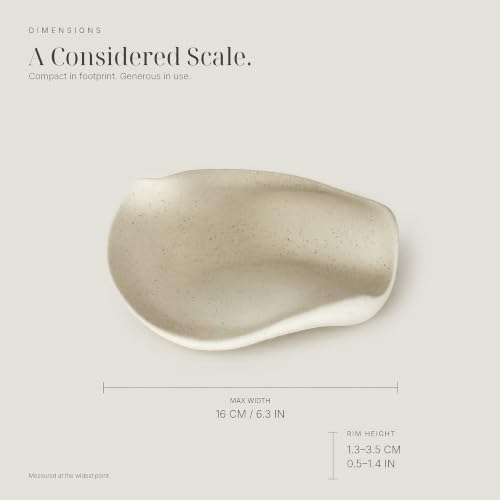Ceramic Jewelry Dish, 6.3 in, Organic Shape, Speckled Oat Beige - Image 2