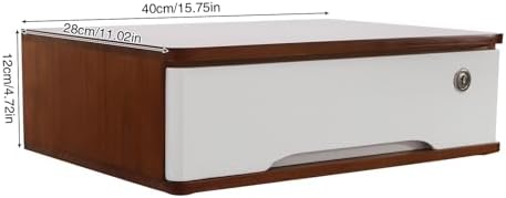 1-Tier Desktop Storage Box with Lockable Drawer, Wooden Desk Organizer for Office Supplies, Flat File Cabinet, Minimalist Design for Home & Office Use(Walnut+White) - Image 3