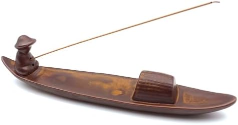 Incense Stick Holder, Incense Holder for Insence Sticks, Tray for Incense Ash, Ceramic Crafts, Chinese Classical Boat Design, Home Décor, Best for Meditation, Yoga, Home, Office by LamChyar