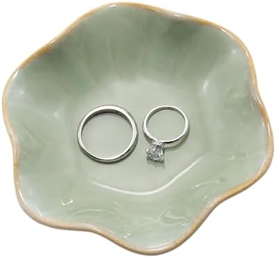 Ceramic Trinket Dish, Jewelry Dish Tray, 4 Inch Green by YUYUDEHM