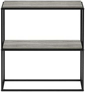 Furinno Moretti 2-Tier Metal Frame Storage Shelves, French Oak Grey - Image 5