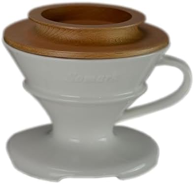 Pour Over Coffee Dripper Set V Shape #2 Ceramic Dripper + Dripping Tray (wood tray) - Image 4