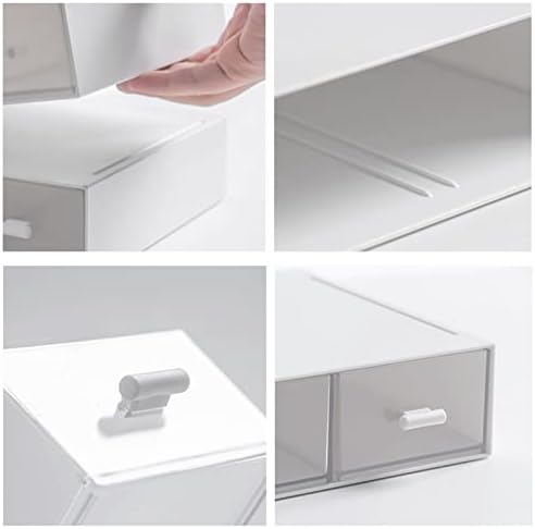 Desk Organizer-3 Tier Stackable Storage Drawers with 6 Compartments White Compact Desk Storage Drawers Great for Makeup Storage Bathroom Organization Accessories Etc (White) - Image 4