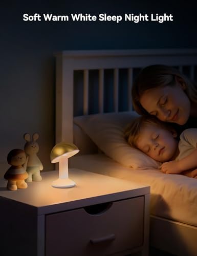 Tubicen 2 Pack Rotatable Mushroom Table Lamp Gold Cordless Bedside Lamp - Image 2