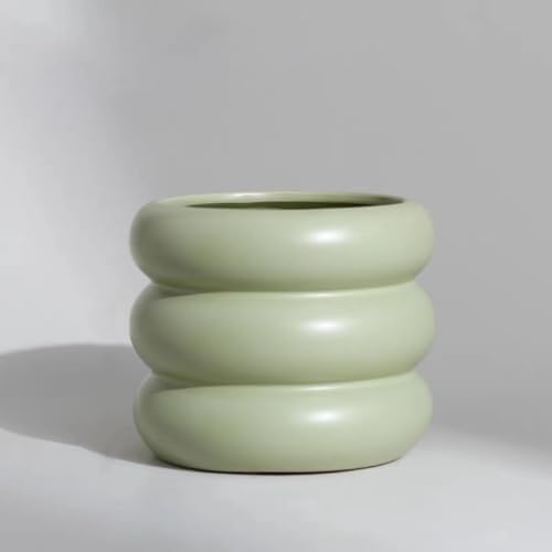 Ceramic Plant Pot Indoor, 4.5 Inch Flower Pot with Drainage Hole, Small Bubble Design Ceramic Planter for Home & Office Decor (Green) by SANDYBAYTAS