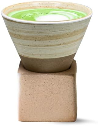 Coffee Mug with Base Cone Funnel Shaped Retro Ceramic Mug Pottery Tea Cup Japanese Latte Unique Porcelain Coffee Cup - Christmas Gift - 6.8 oz/200ml - Image 2