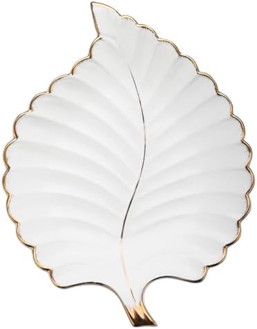 VanEnjoy Candy Dishes Decorative, Key Bowl for Entryway Table, White Ceramic Bowl Decorative, Decorative Bowl for Keys, Leaf Jewelry Plate Tray by VanEnjoy