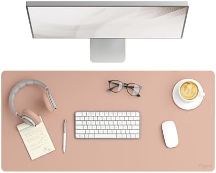 Smead Vegan Leather Desk Pad Mat, Office Desk Mat, Large, Dusty Rose Pink by SMEAD