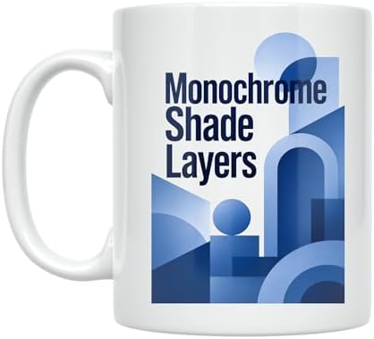 Modern Minimalist Coffee Mug - Monochrome Shade Layers Design - 11 oz White Ceramic - Geometric Aesthetic by Unknown