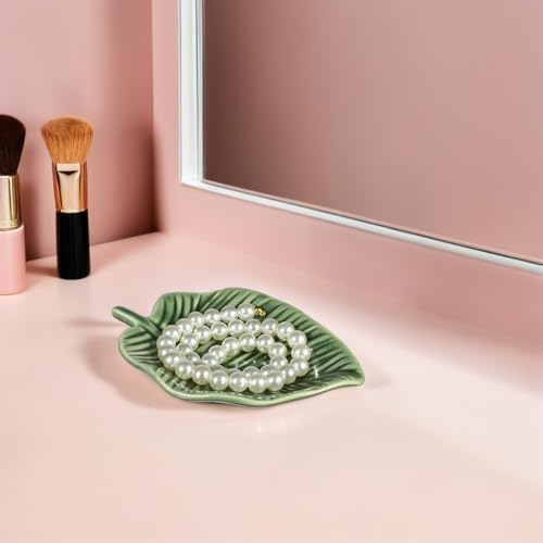 2pcs Leaf Shaped Ceramic Trinket Dish for Jewelry and Keys - Image 4