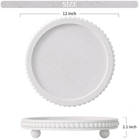 Decorative Coffee Table Tray, Round Wooden Tray for Decor - Image 3
