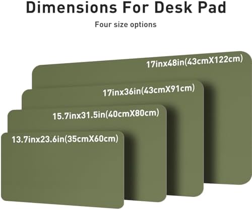 Aothia Leather Desk Pad Protector, Mouse Pad, Office Desk Mat, Non-Slip PU Leather Desk Blotter, Laptop Desk Pad, Waterproof Desk Writing Pad for Office and Home (48"x17", Olive Green) - Image 6