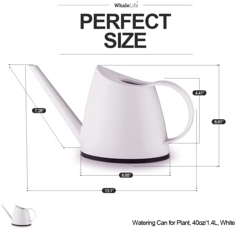 Small Indoor Plant Watering Can Long Spout 1.4L White - Image 5