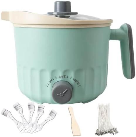 GUILOPOER Wax Melter with Pour Spout, Candle Making Kit for Adult Beginners, 1.5L Large Capacity, for Making Candles and Soaps, Kit Includes Wax Melting Pot(Green) by GUILOPOER