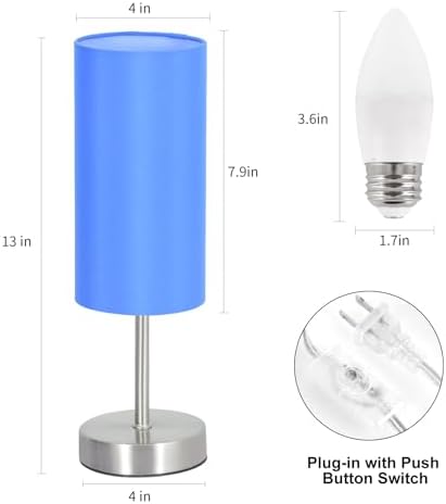 RISLG 2 Pack Small Table Lamps for Bedroom, Bedside Lamps for Nightstand with Wire Switch, Minimalist Modern Desk Lamps with Linen Fabric Shade for Kids Room Living Room Office Dorm, Bulb Included - Image 2