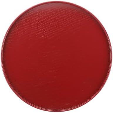 Wooden Serving Tray Round Wood Serving Tray Decorative Platter, 14.2 Inch Fit for Home Decor Kitchen Coffee Table Candle Holder, (Red) by YELARXI