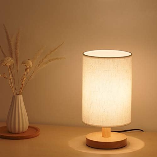 Desk Lamp Wooden Table Lamp 40W Ambient Night Light Minimalist Lamps for Nightstand Modern Aesthetic Bedside Lamps Night Stand Lamp Mood Lighting Home Bedroom Decor Cute Stuff (Beige) - Image 5