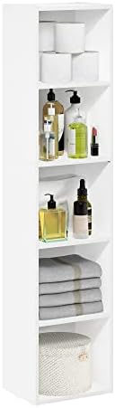 Furinno PASIR Book Shelf, 5-Tier Modern Bookshelf, Open Shelves Bookcase 9 x 12 x 52, Easy Assembly, for Living Room, Bedroom, Home Office, White - Image 6