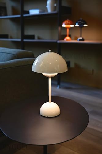 Flower Bud Lamp, Cordless Rechargeable Mushroom Table Lamp, Cream Grey by Unknown