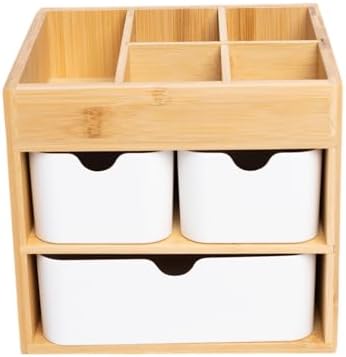 Small Bamboo Makeup Organizer（5.7" D x 8" W x 7.5" H） by Ninebendstreams