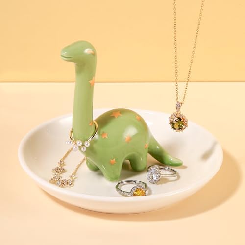 PUDDING CABIN Dinosaur Gifts for Women, Green Dinosaur Ring Holder Dish for Rings Earrings Bracelets Necklace Organizer, Gifts for Women Birthday Mothers Day Christmas Thanksgiving by PUDDINGCABIN