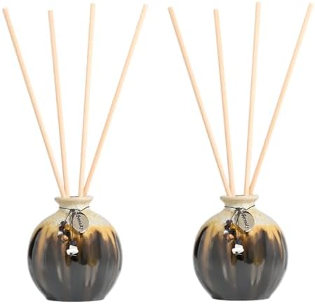 180ml 2 Pcs Reed Diffuser Bottles Empty with Hanging Ornament and 20 Diffuser Sticks, Aroma Bottle for Home Fragrance, Essential Oils, Room Decor Gift (Blue) by NongcunRen