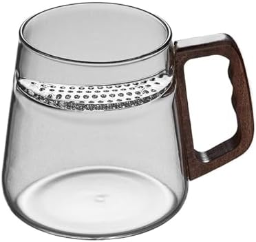 Drinking Glasses Clear Borosilicate Glass Cup with Wood Handle, 18oz(Clear) by Unknown