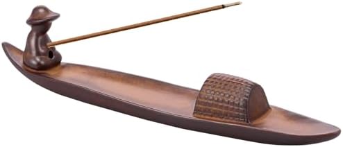 Incense Holder with 2 Holes, 10" Length Ceramic Incense Stick Holder Minimalist Ash Cather Tray Indoor Decoration for Home Office Room Yoga (Coffee) by ZJMCAJY