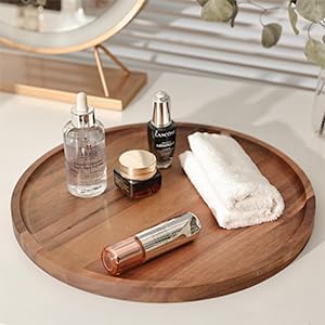 Round Wooden Serving Tray, 13.8 Inch Acacia Decorative Tray - Image 2
