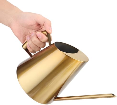 50.8 oz Watering Can Indoor Plants Stainless Steel Plant Waterer Watering Pot Sprinkle Pot Garden Flowers Plants Flower Tool Gold Watering Can with Long Spout (1500ml) - Image 3
