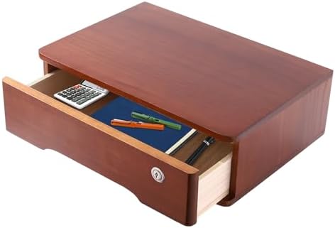 1-Tier Desktop Storage Box with Lockable Drawer, Wooden Desk Organizer for Office Supplies, Flat File Cabinet, Minimalist Design for Home & Office Use(Walnut) by Unknown
