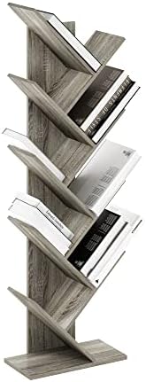 Furinno TREE Book Shelf, 9-Tier Bookshelf, Tree Bookcase with Angled Open Shelf, 8.4 x 15.7 x 50.9, Corner Shelf for Room Decor, for Living Room, Bedroom, Home Office, French Oak - Image 5