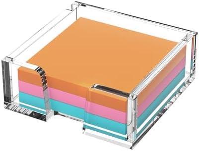 Beego Modern Elegant Crystal Clear Acrylic Sticky Note Holder Organizer - 3x3 in Square Notepad Holder - 3 Count - No Pads - Office Desk Organization by beegoofficial