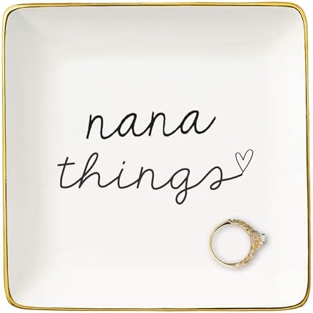 NZY Mother's Day,Birthday,Thanksgiving,New Year,Christmas Gifts for Grandmother-Grandmother Ring Dish-Grandma Life,Ceramic Jewelry Tray-Trinket Holder-Nana Things by NZY