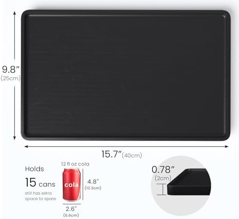 VERTORGAN Bamboo Serving Tray,15.8x9.8 Inch Trays,Home Decor(Black) - Image 4