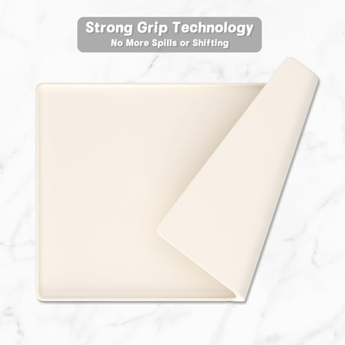 Rnivvi Silicone Coffee Mat, 12" x 19" Waterproof Raised Edge Coffee Bar Mats for Espresso Machine Station Accessories, Heat Resistant Dish Drying Pad for Kitchen Counter, Rubber Bar Decor Pad, Beige - Image 5