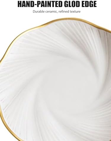 Ceramic Jewelry Tray with Gold Edge, 5 Inch Modern Trinket Dish - Image 3